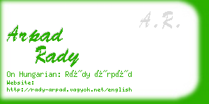 arpad rady business card